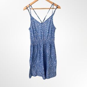 LAISHEN Women's Summer Boho V-Neck Spaghetti Strap Floral Sundress Size L
